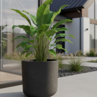 Donica betonowa SPHERA Czarna 23×20 okrągła