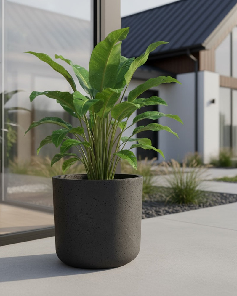 Donica betonowa SPHERA Czarna 23×20 okrągła