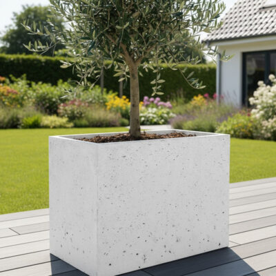 Donica betonowa CALDEA Biała 60x40x60 prostokątna