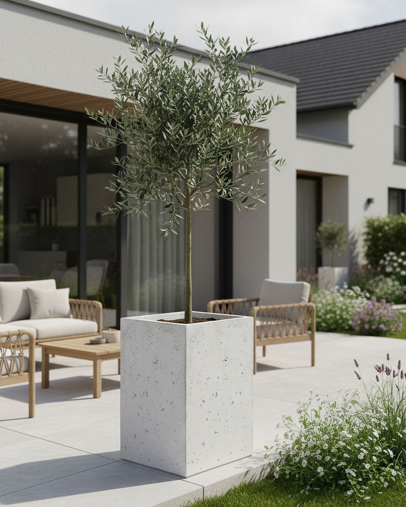 Donica betonowa CALDEA Biała 40x40x60 ogrodowa