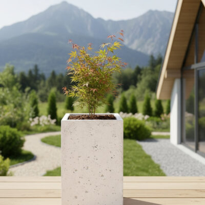 Donica betonowa CALDEA Biała 40x40x60 ogrodowa