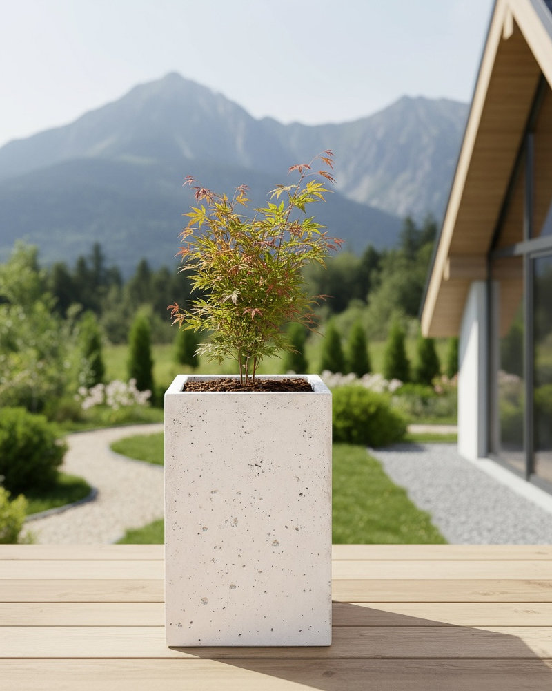 Donica betonowa CALDEA Biała 40x40x60 ogrodowa