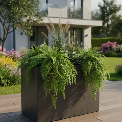 Donica betonowa CALDEA Czarna 60x40x60 duża