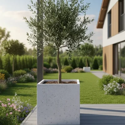 Donica betonowa CALDEA Biała 60x60x60 ogrodowa