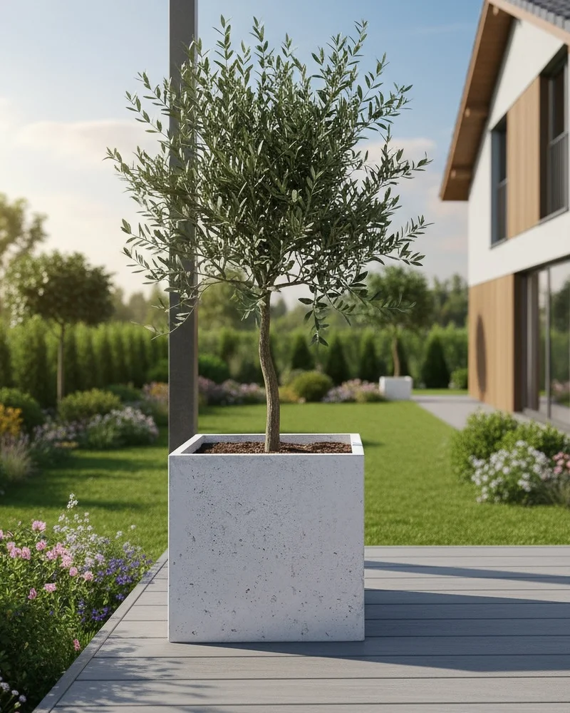 Donica betonowa CALDEA Biała 60x60x60 ogrodowa