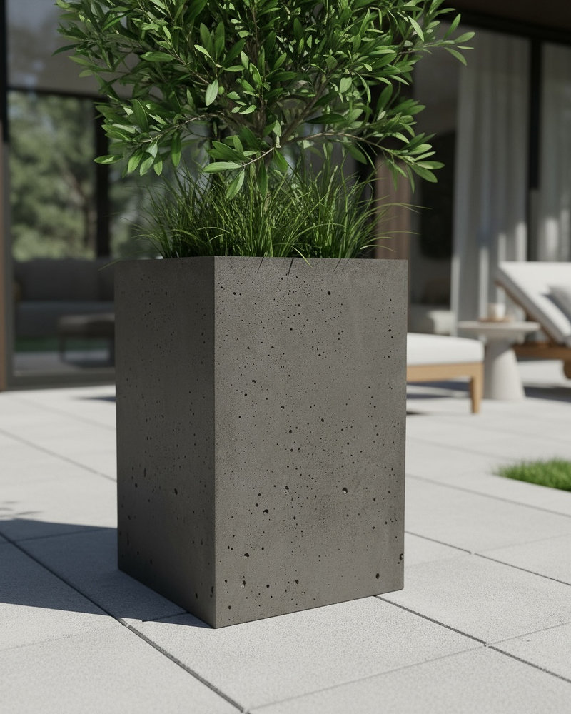 Donica betonowa CALDEA Czarna 40x40x60 do ogrodu