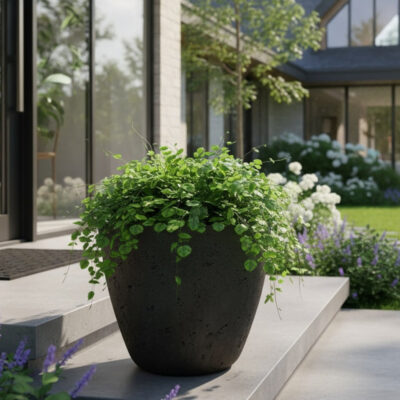 Donica betonowa AURELIA Czarna 25x20 dekoracyjna