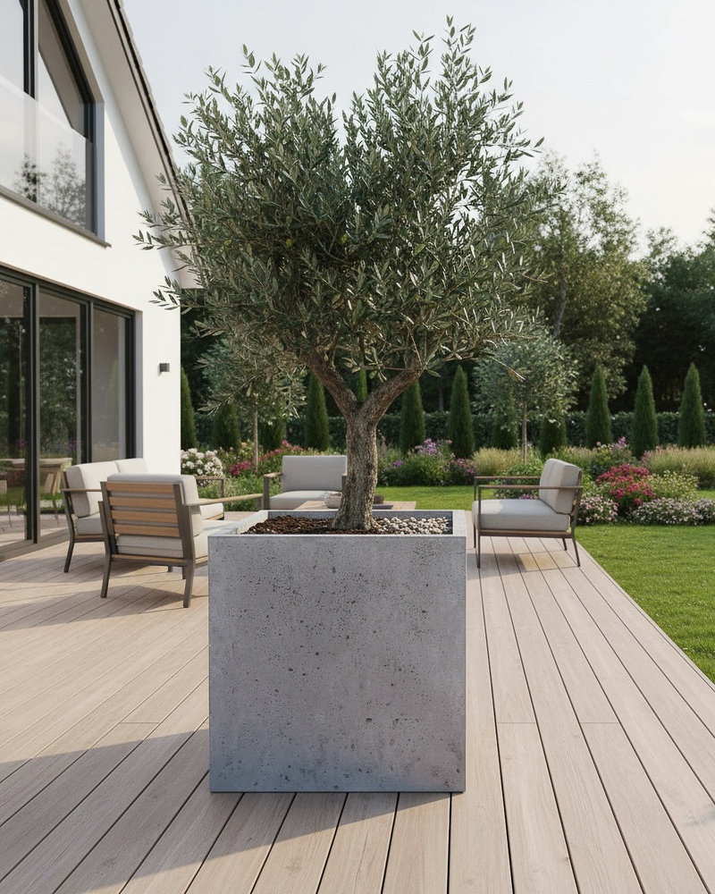 Donica betonowa CALDEA Szara 60x60x60 do ogrodu