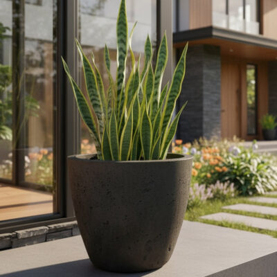 Donica betonowa AURELIA Czarna 25x20 dekoracyjna