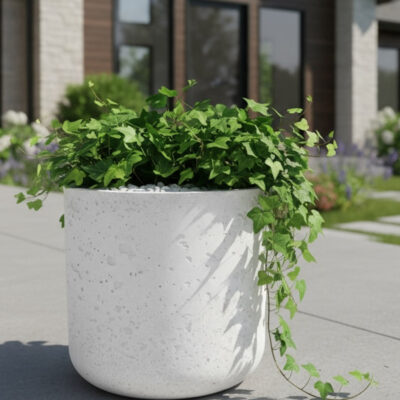 Donica betonowa SPHERA Biała 23×20 tarasowa