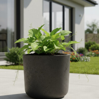 Donica betonowa SPHERA Czarna 23×20 okrągła