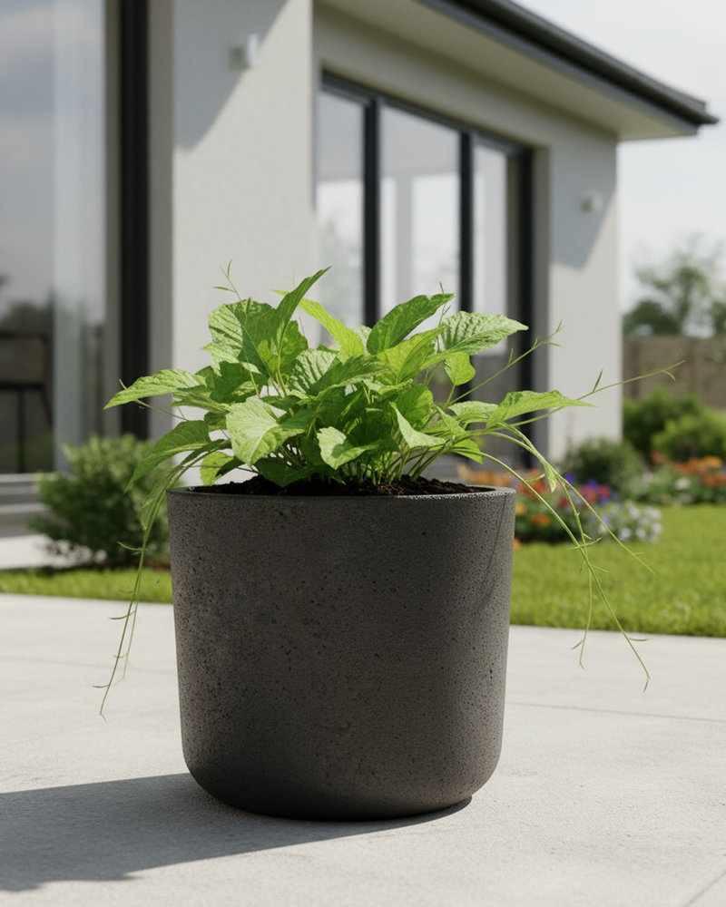 Donica betonowa SPHERA Czarna 23×20 okrągła