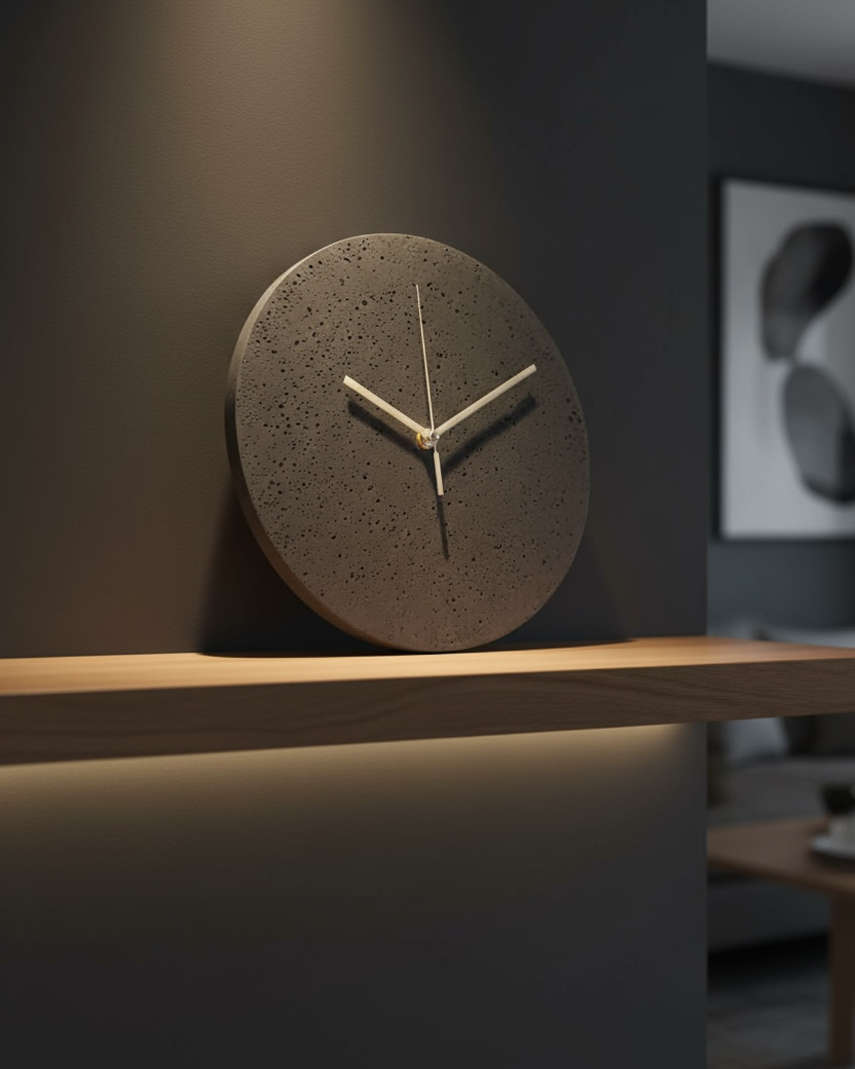 Zegar betonowy Czarny CADENZA 35 cm ścienny