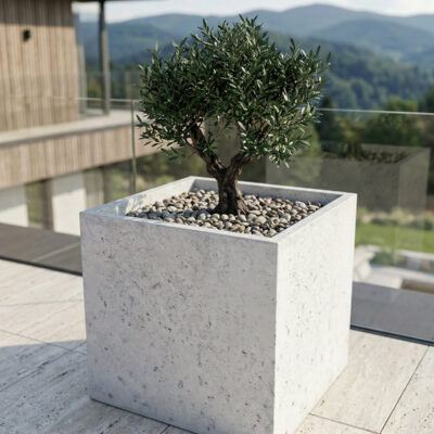 Donica betonowa CALDEA (biała) 60x60x60 ogrodowa