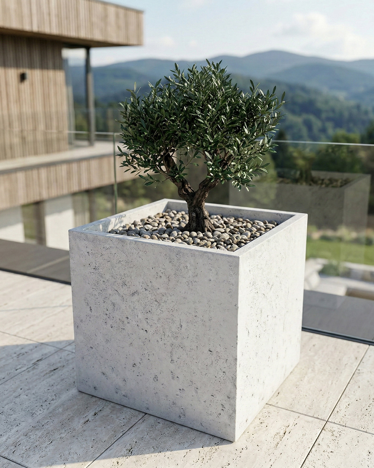 Donica betonowa CALDEA (biała) 60x60x60 ogrodowa