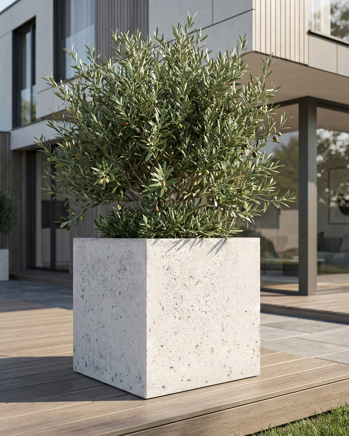 Donica betonowa CALDEA (biała) 60x60x60 ogrodowa