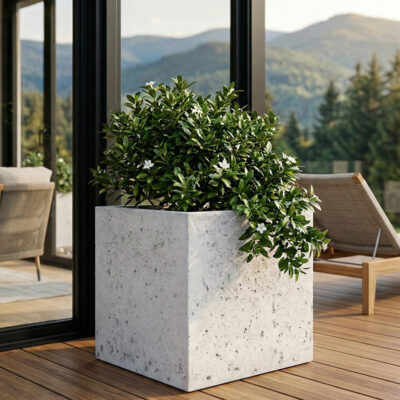 Donica betonowa CALDEA (biała) 60x60x60 ogrodowa