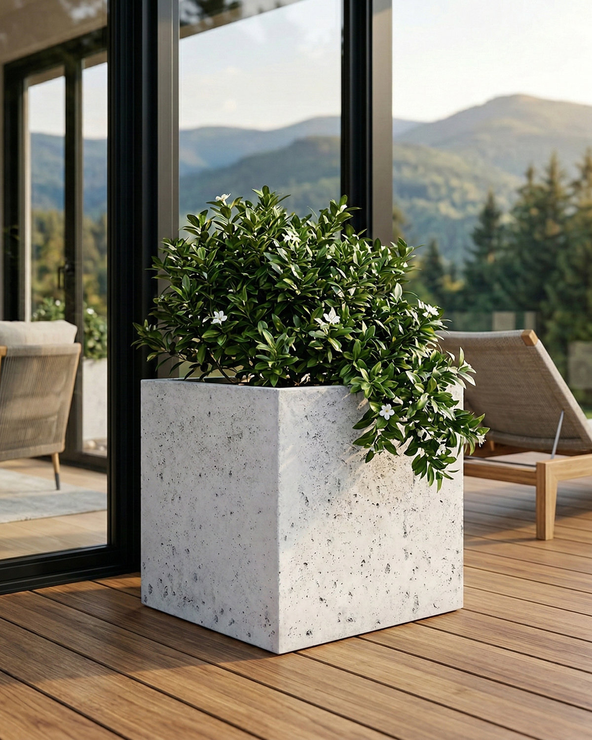 Donica betonowa CALDEA (biała) 60x60x60 ogrodowa