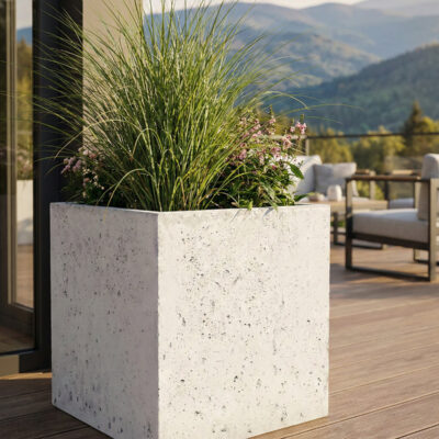 Donica betonowa CALDEA (biała) 60x60x60 ogrodowa