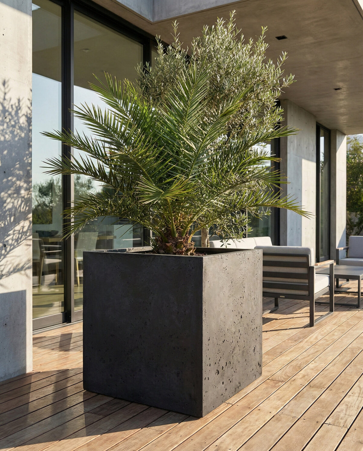 Donica betonowa CALDEA Czarna 60x60x60 kwadratowa