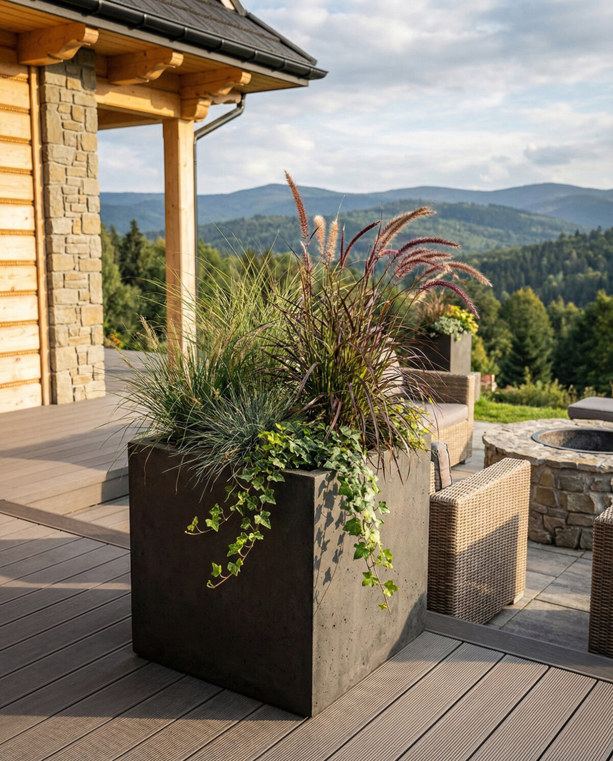 Donica betonowa CALDEA Czarna 60x60x60 kwadratowa