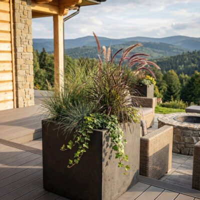 Donica betonowa CALDEA Czarna 60x60x60 kwadratowa