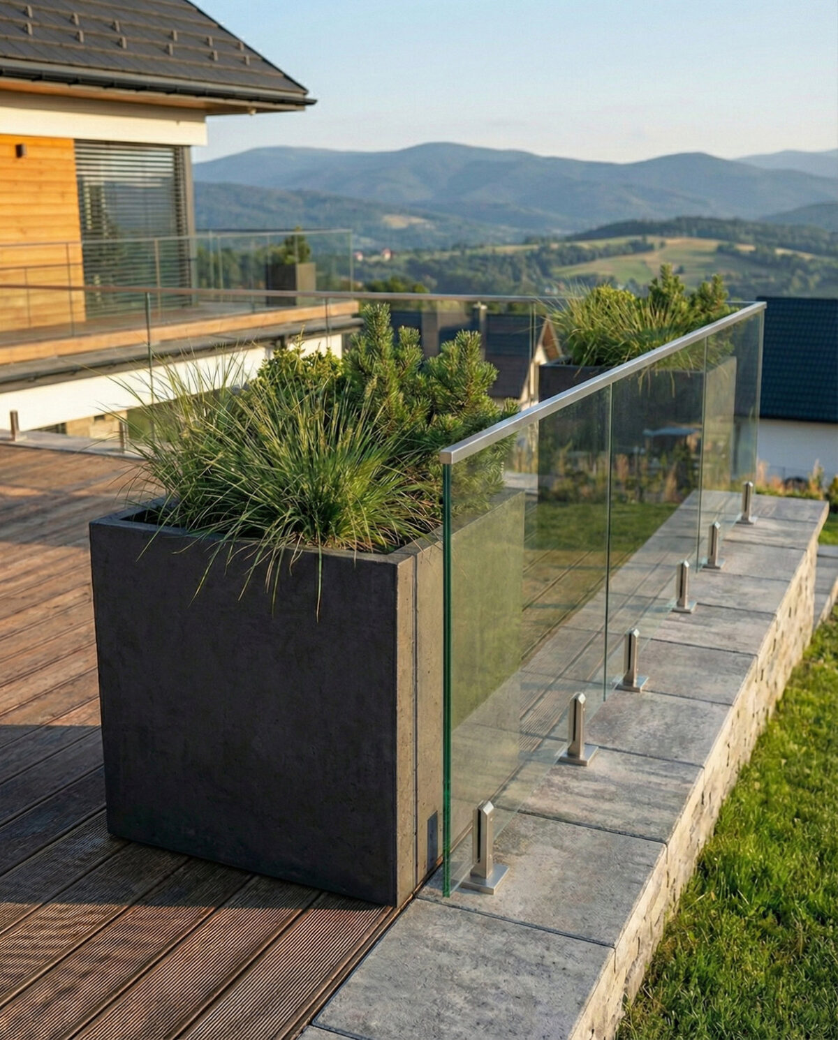 Donica betonowa CALDEA Czarna 60x60x60 kwadratowa