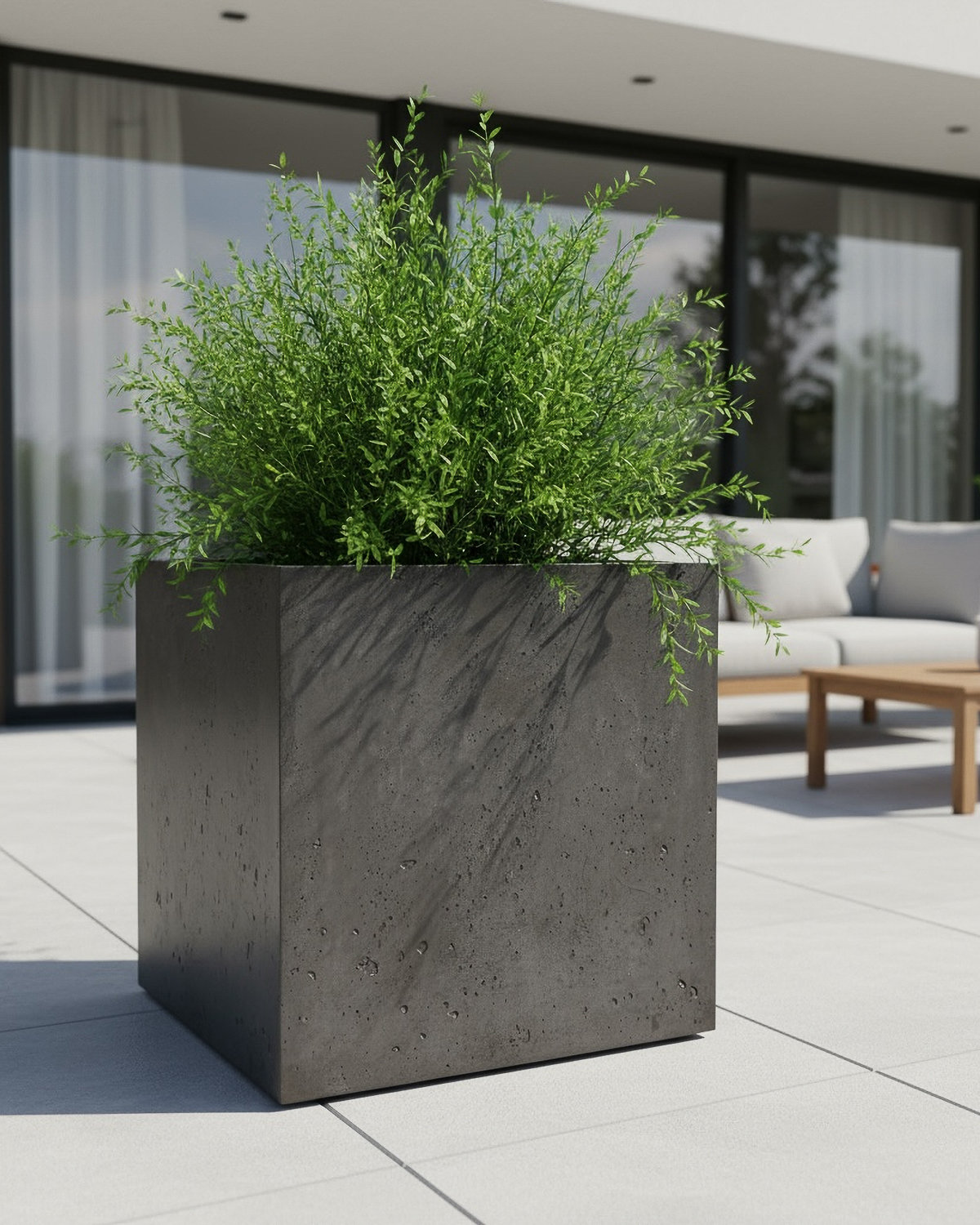 Donica betonowa CALDEA Czarna 60x60x60 kwadratowa