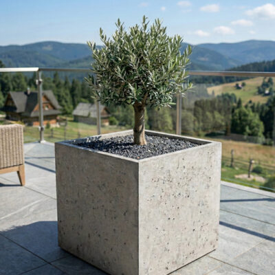 Donica betonowa CALDEA (szara) 60x60x60 do ogrodu