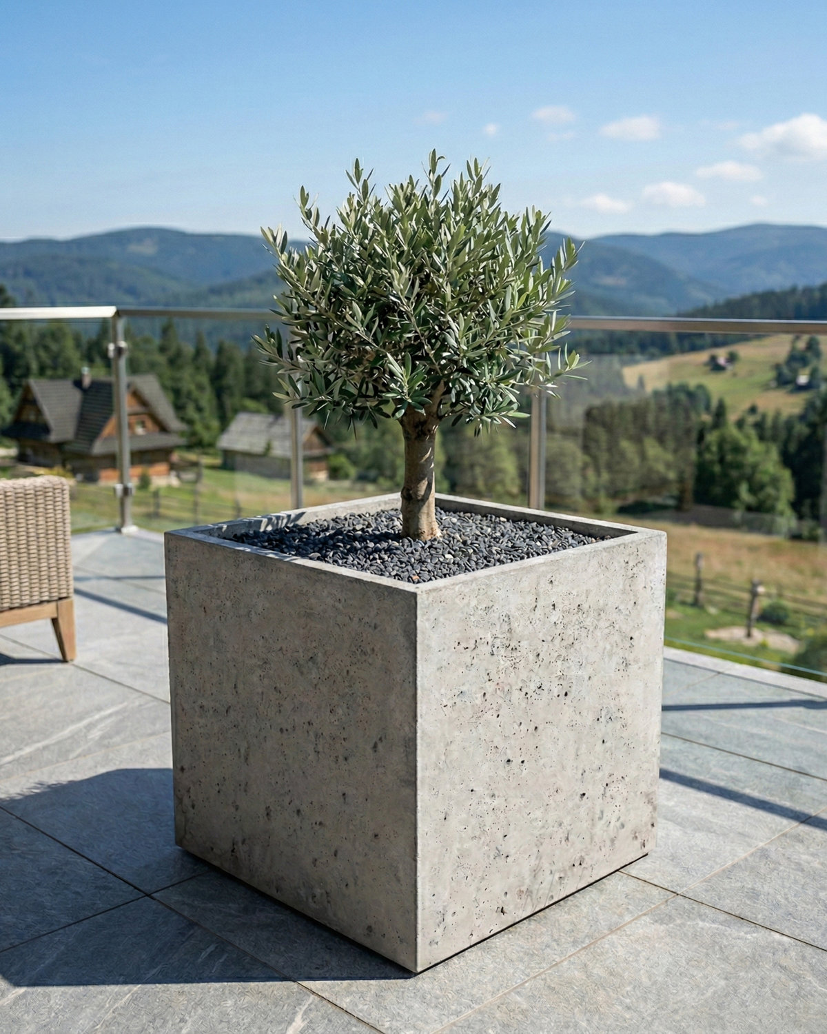 Donica betonowa CALDEA (szara) 60x60x60 do ogrodu