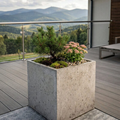 Donica betonowa CALDEA (szara) 60x60x60 do ogrodu