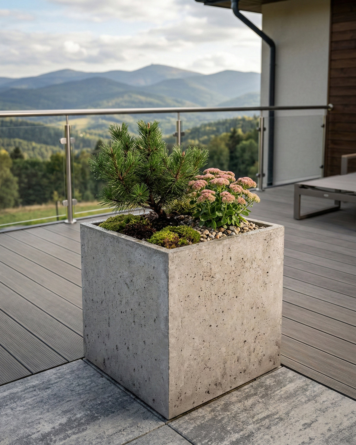 Donica betonowa CALDEA (szara) 60x60x60 do ogrodu