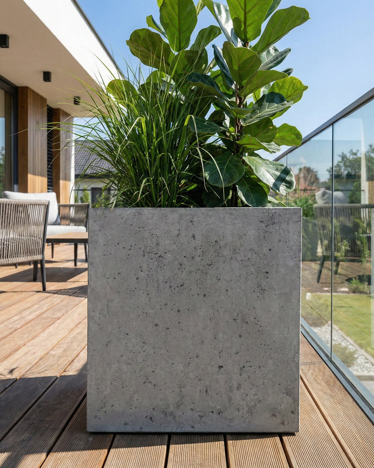 Donica betonowa CALDEA (szara) 60x60x60 do ogrodu