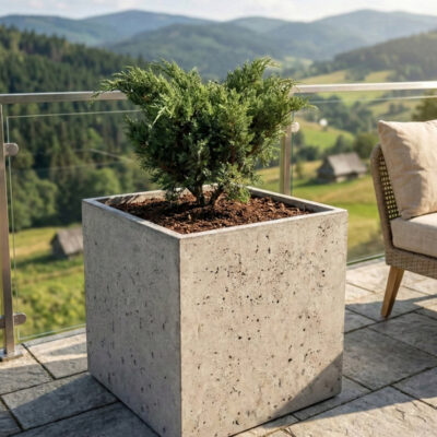 Donica betonowa CALDEA (szara) 60x60x60 do ogrodu