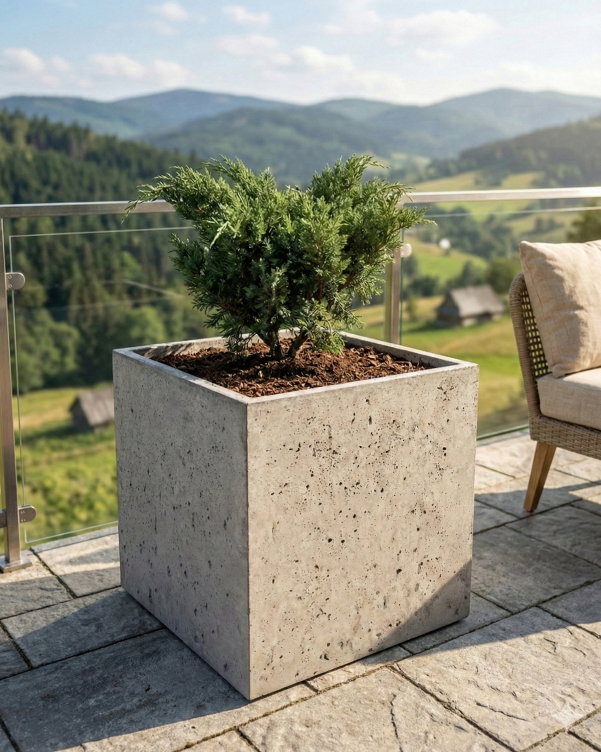 Donica betonowa CALDEA (szara) 60x60x60 do ogrodu