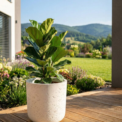 Donica betonowa SPHERA (biała) 23×20 tarasowa