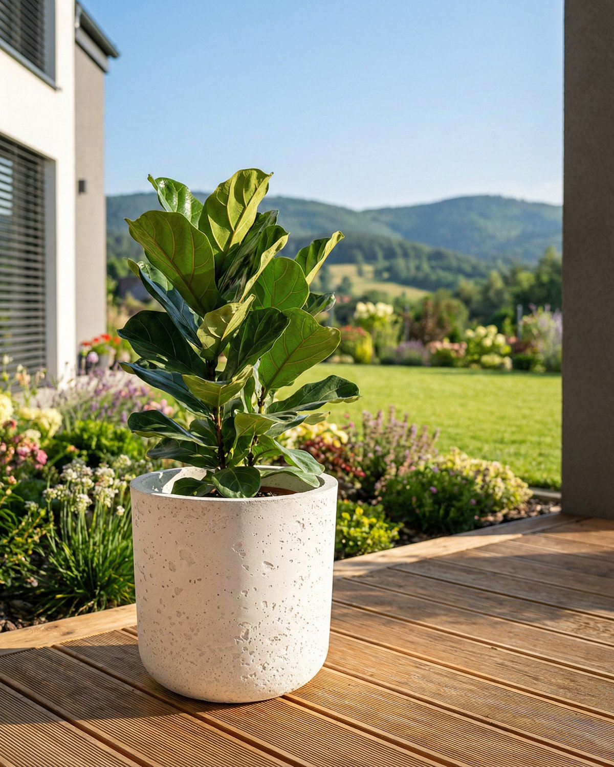 Donica betonowa SPHERA (biała) 23×20 tarasowa