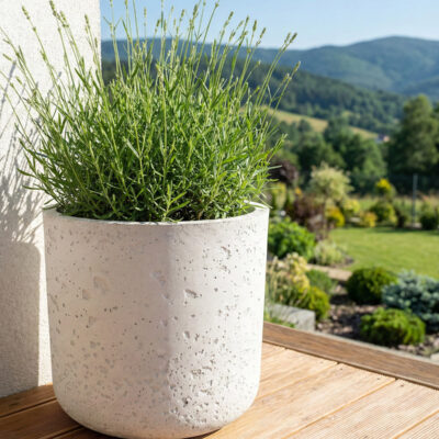 Donica betonowa SPHERA (biała) 23×20 tarasowa