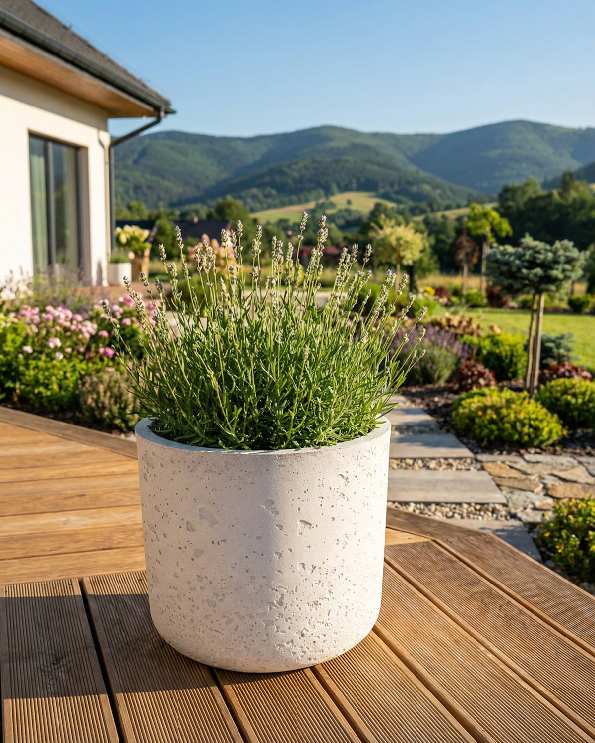 Donica betonowa SPHERA (biała) 23×20 tarasowa