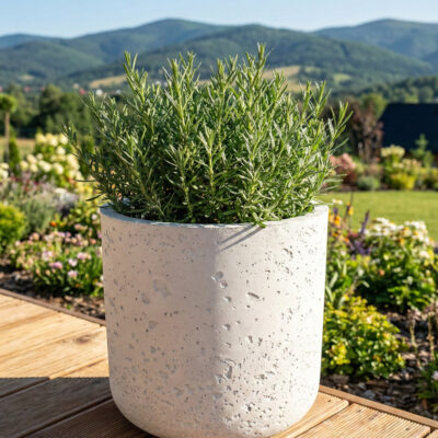 Donica betonowa SPHERA (biała) 23×20 tarasowa