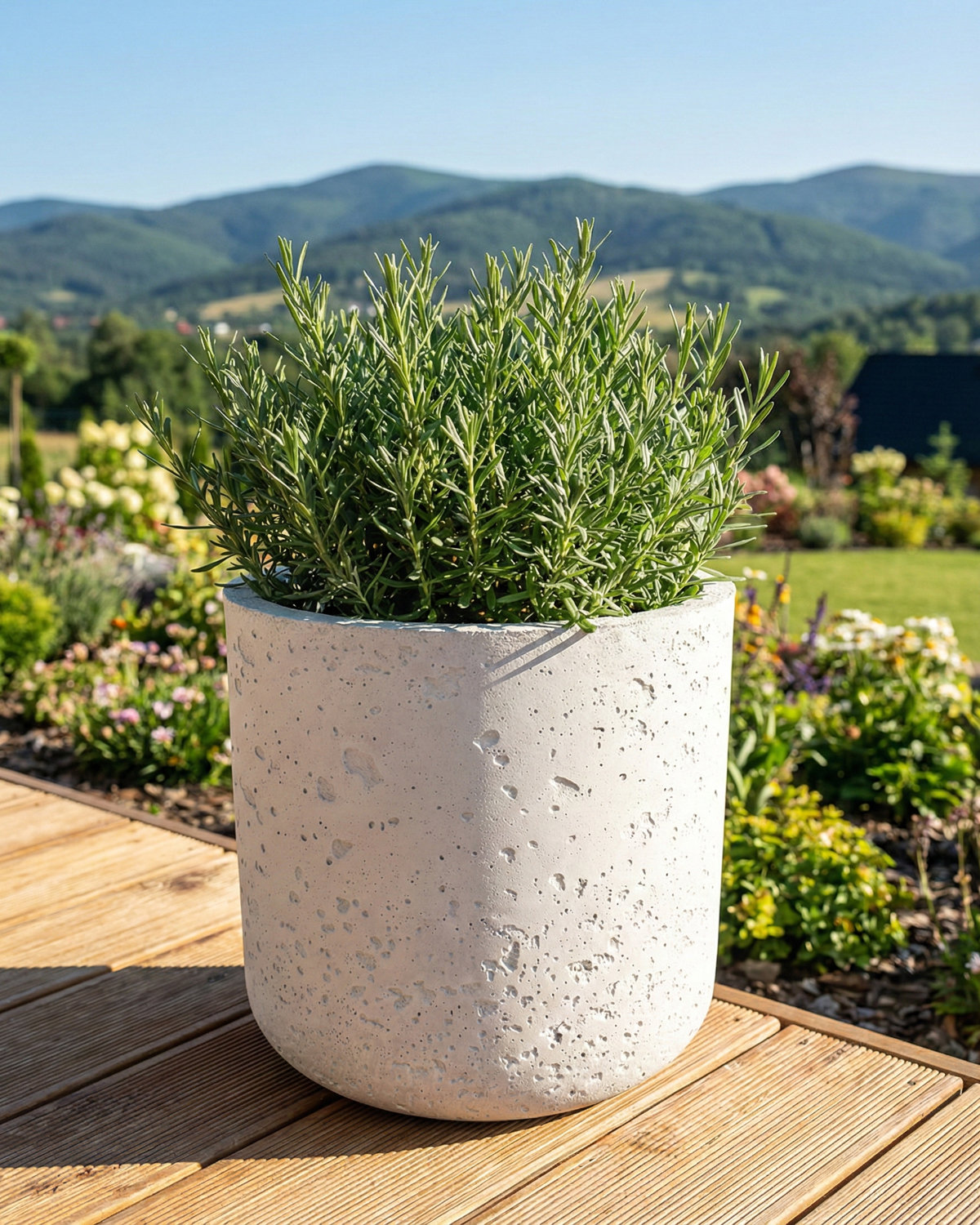 Donica betonowa SPHERA (biała) 23×20 tarasowa