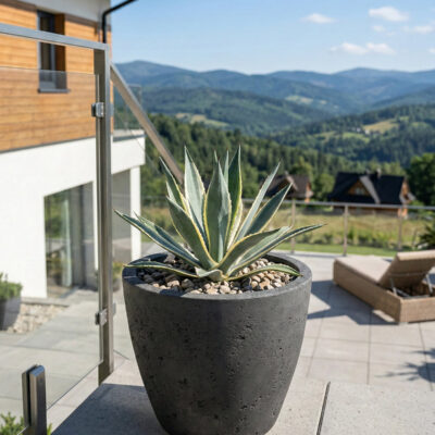 Donica betonowa AURELIA (czarna) 25x20 dekoracyjna