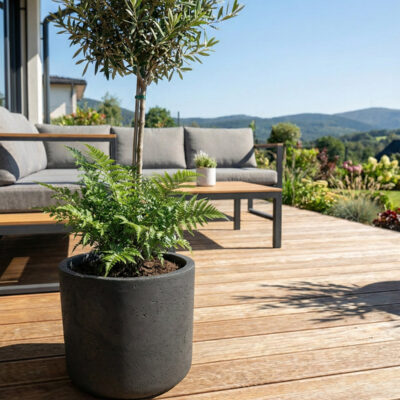 Donica betonowa SPHERA (czarna) 23×20 okrągła