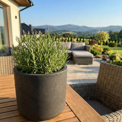 Donica betonowa SPHERA (czarna) 23×20 okrągła