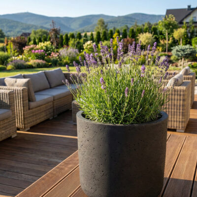 Donica betonowa SPHERA (czarna) 23×20 okrągła