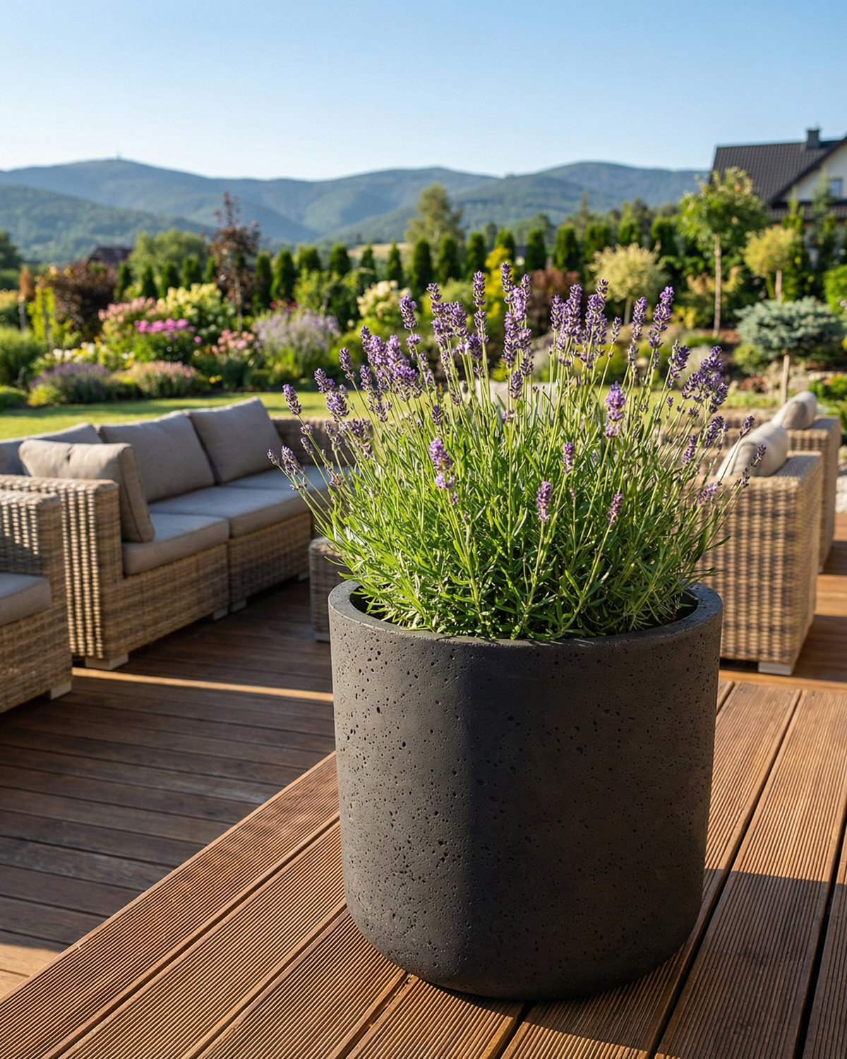 Donica betonowa SPHERA (czarna) 23×20 okrągła