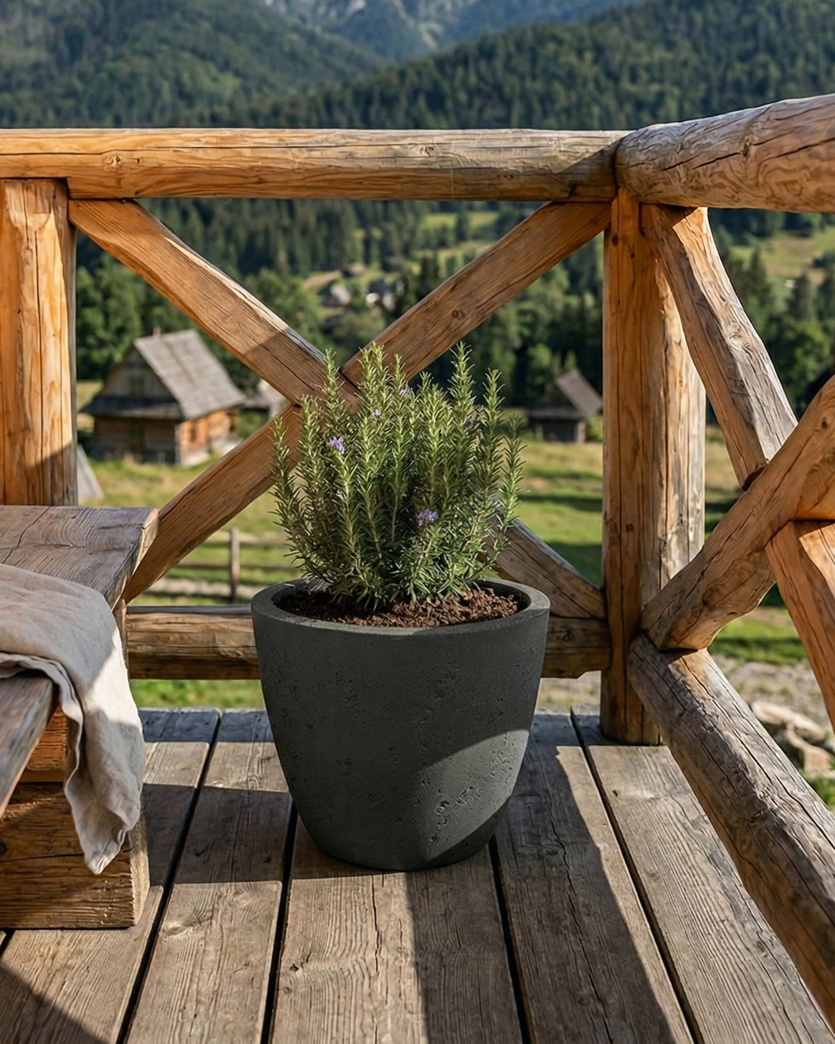 Donica betonowa AURELIA (czarna) 25x20 dekoracyjna