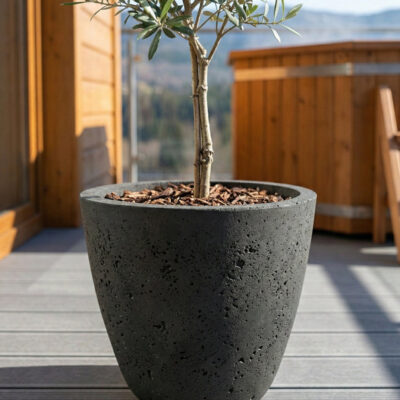 Donica betonowa AURELIA (czarna) 25x20 dekoracyjna