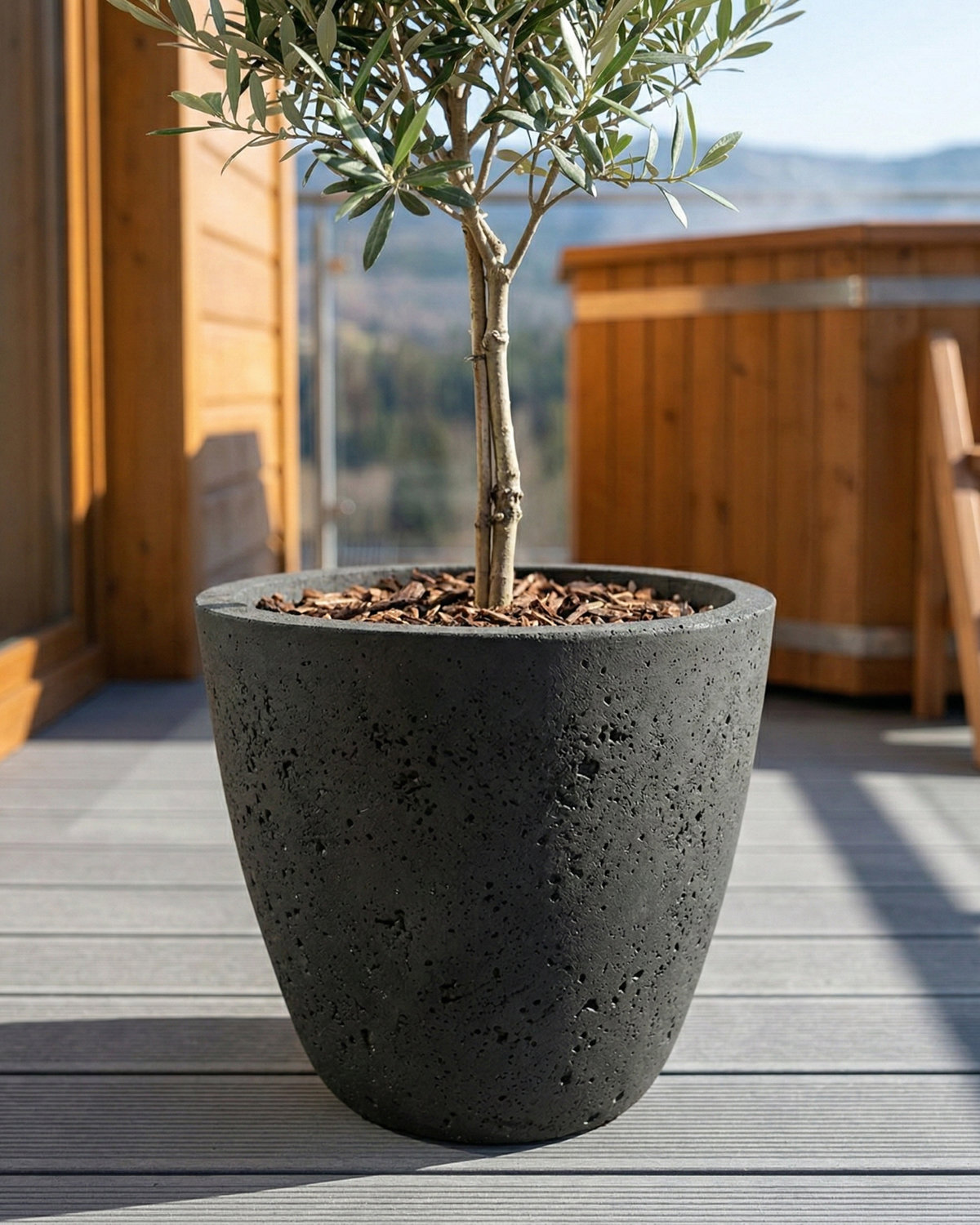 Donica betonowa AURELIA (czarna) 25x20 dekoracyjna