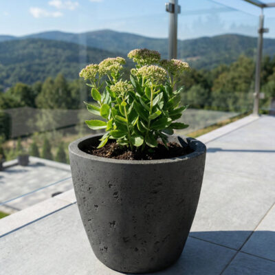 Donica betonowa AURELIA (czarna) 25x20 dekoracyjna